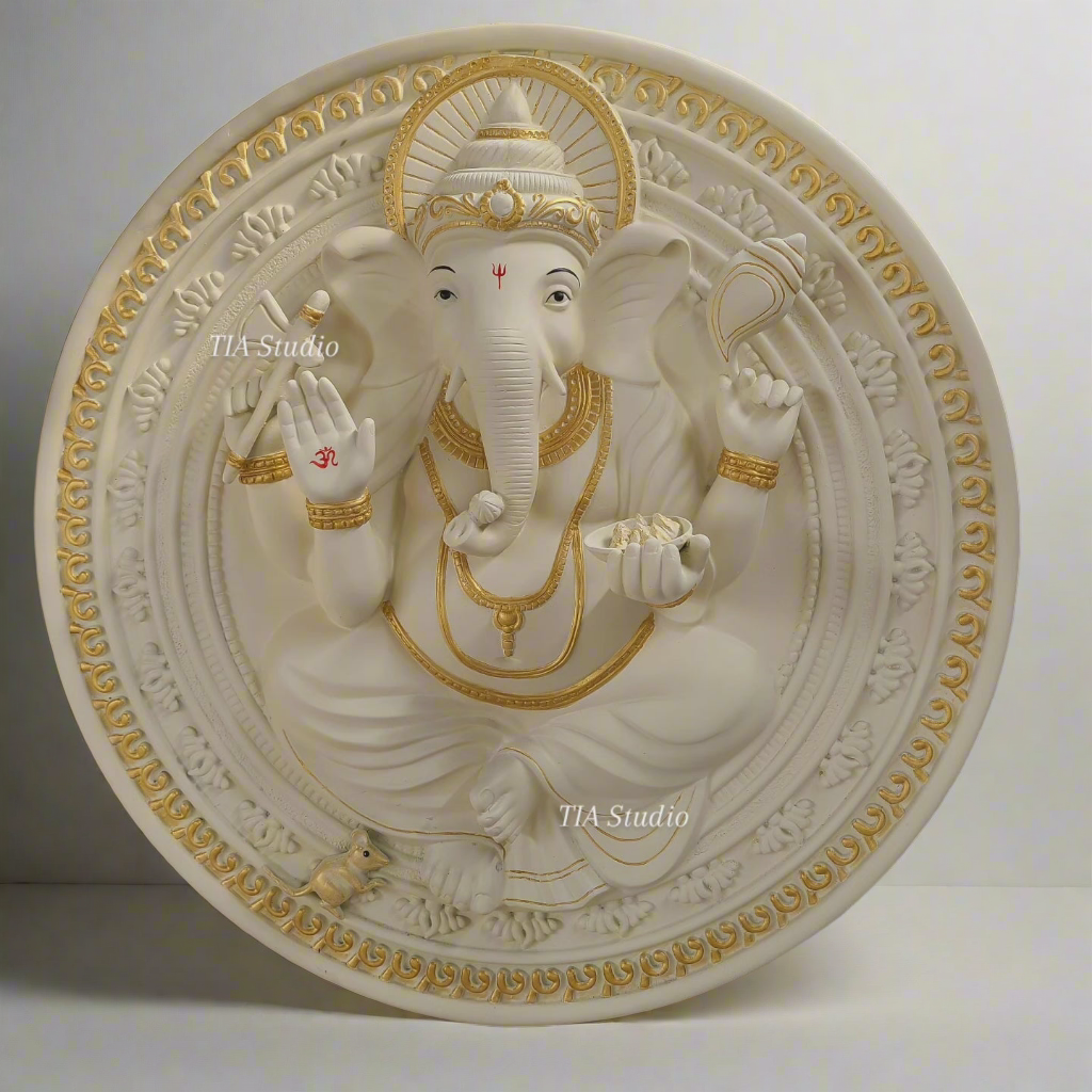 Ganesha Circle Relied Wall Sculpture 3.5 feet