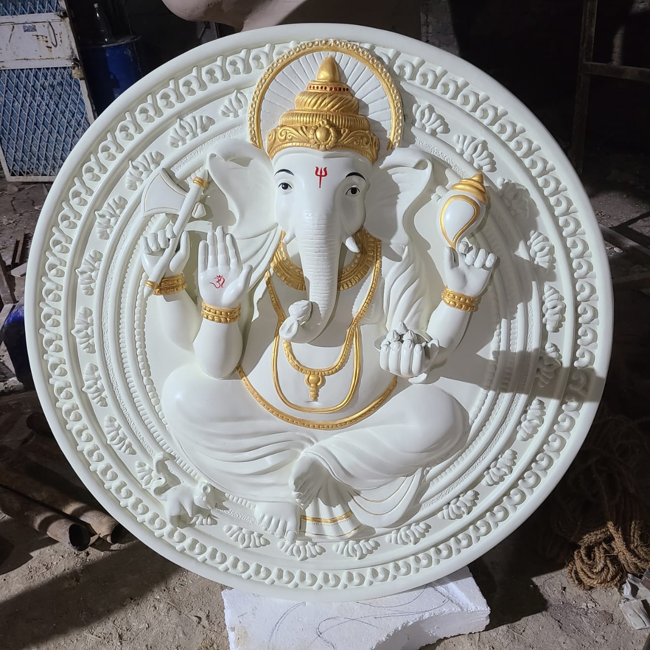 Ganesha Circle Relied Wall Sculpture 3.5 feet