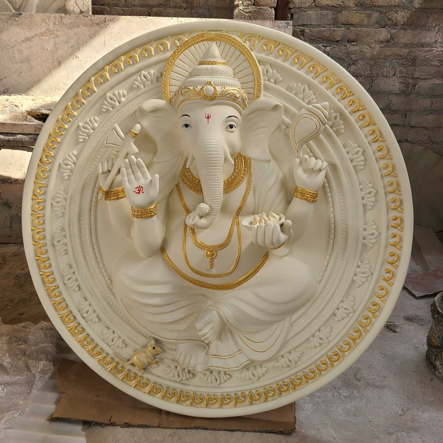 Ganesha Circle Relied Wall Sculpture 3.5 feet