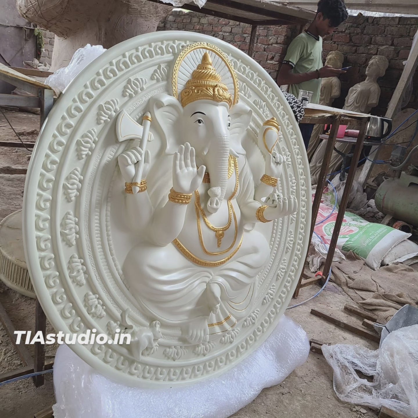 Ganesha Circle Relied Wall Sculpture 3.5 feet