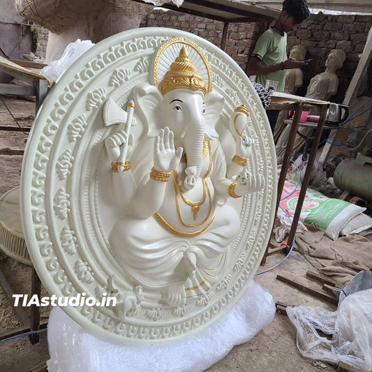 Ganesha Circle Relied Wall Sculpture 3.5 feet