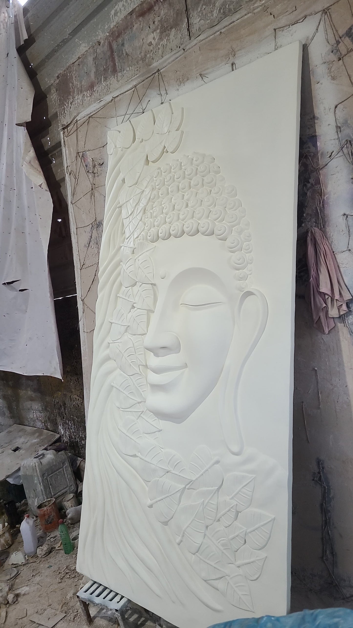 Buddha Relief Wall Mural and Sculpture 8x4 feet