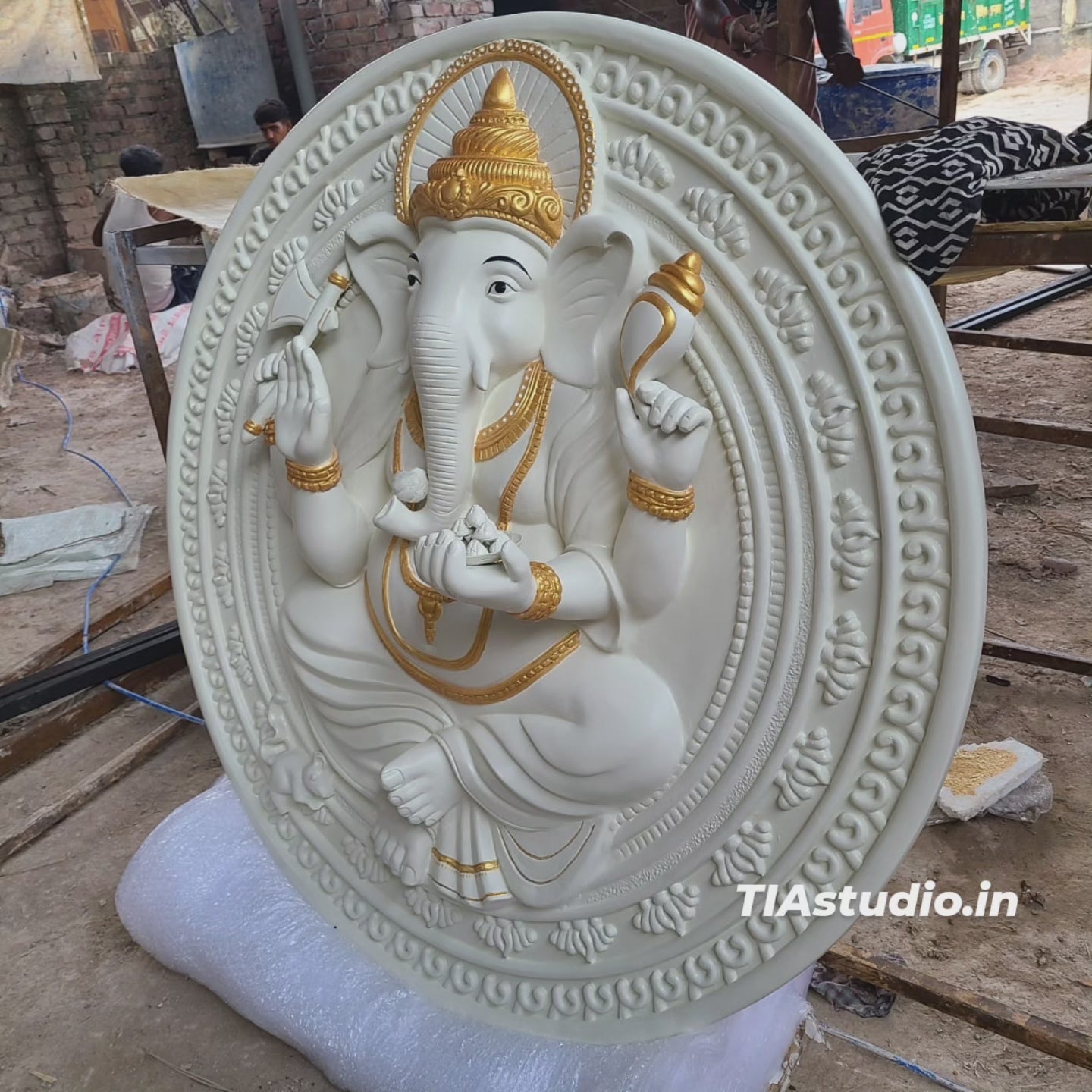 Ganesha Circle Relied Wall Sculpture 3.5 feet