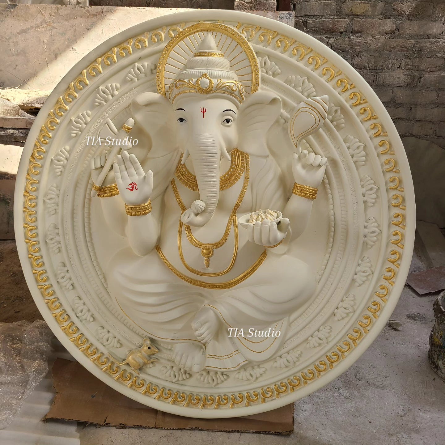 Ganesha Circle Relied Wall Sculpture 3.5 feet