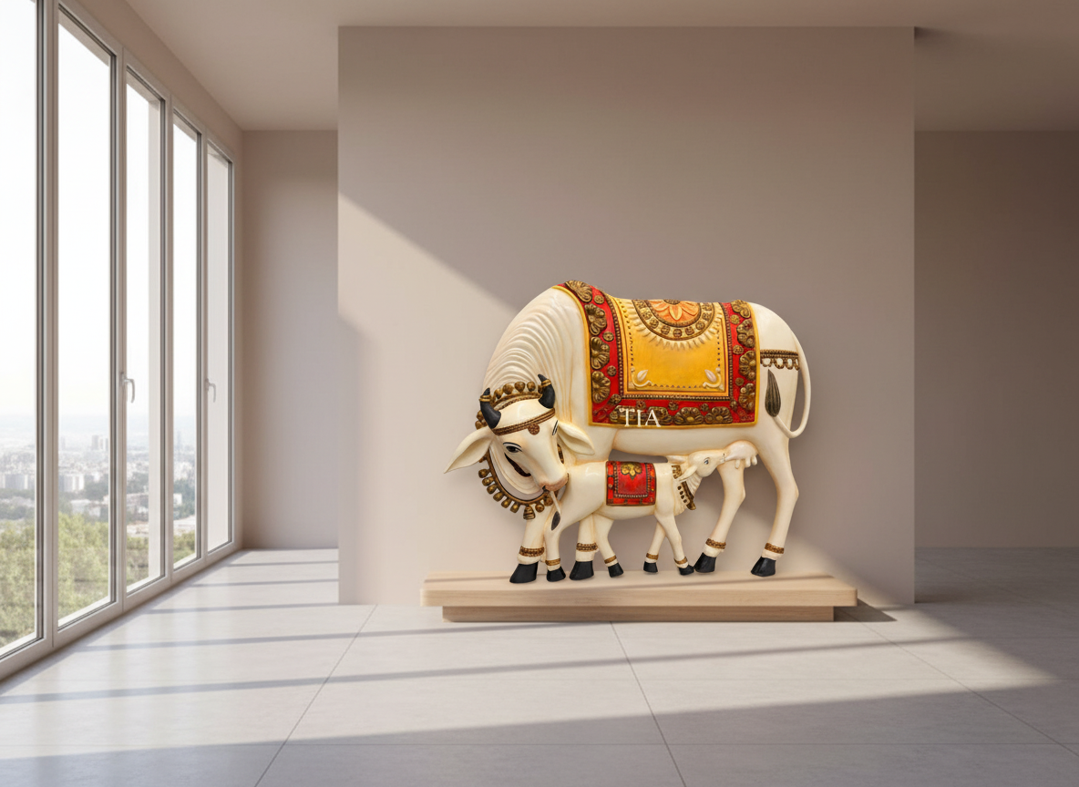 Cow and Calf Relief Wall Sculpture for Decor  3.5*3 feet