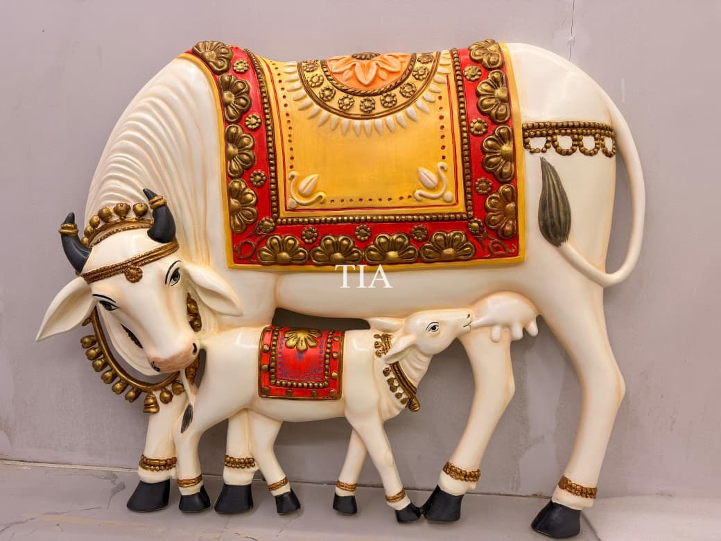 Cow and Calf Relief Wall Sculpture for Decor  3.5*3 feet