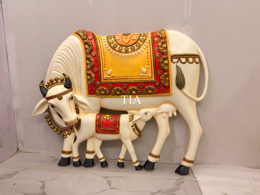 Cow and Calf Relief Wall Sculpture for Decor  3.5*3 feet
