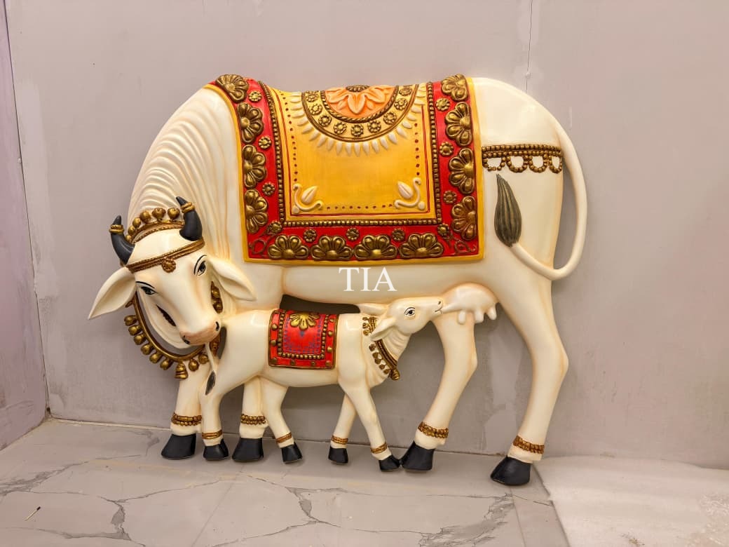 Cow and Calf Relief Wall Sculpture for Decor  3.5*3 feet